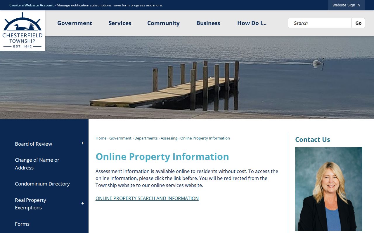 Chesterfield Township residents directory assessor property search