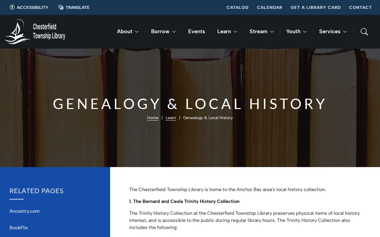Chesterfield Township city directory library genealogy collection