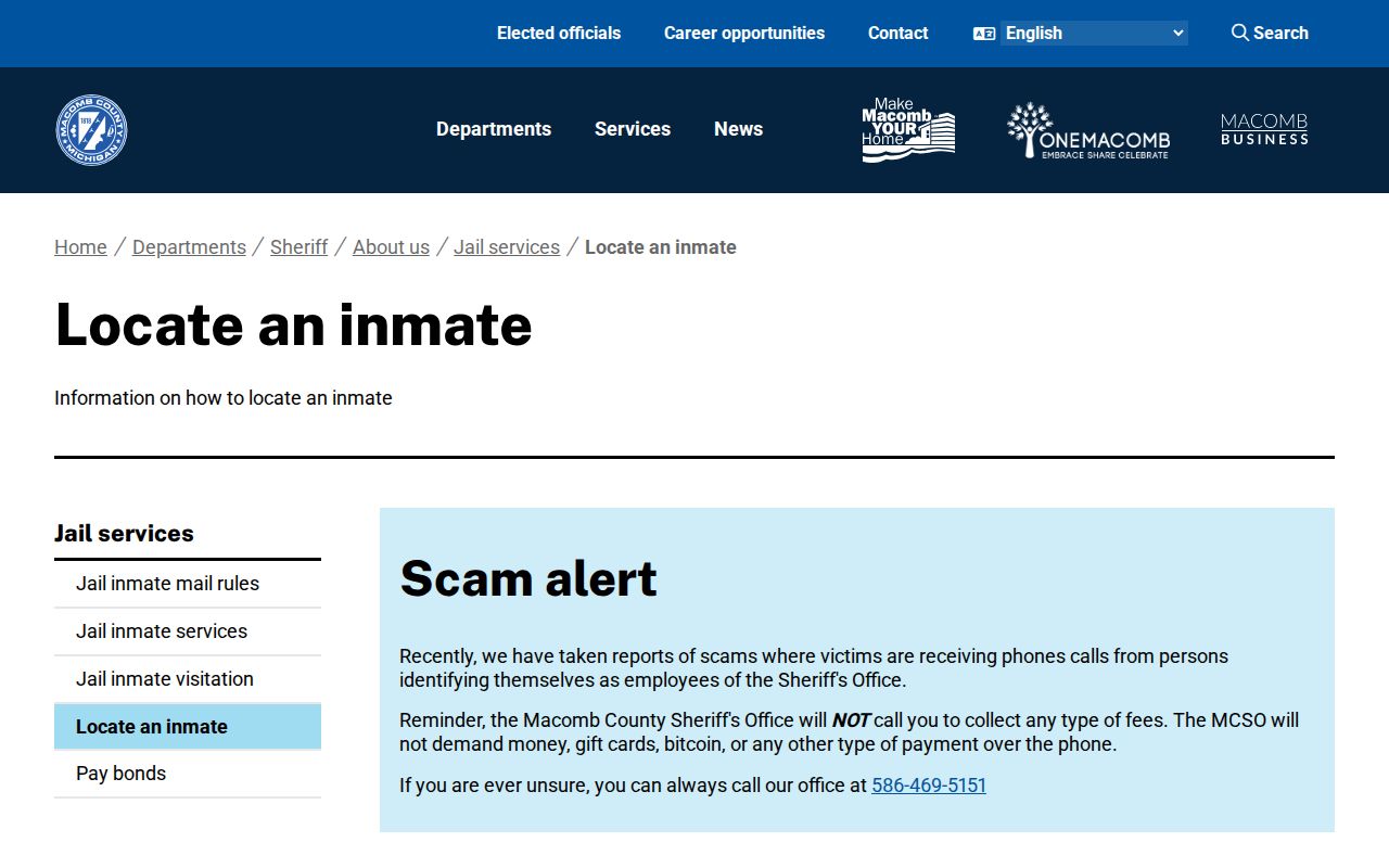 Chesterfield Township resident lookup using Macomb County JailTracker