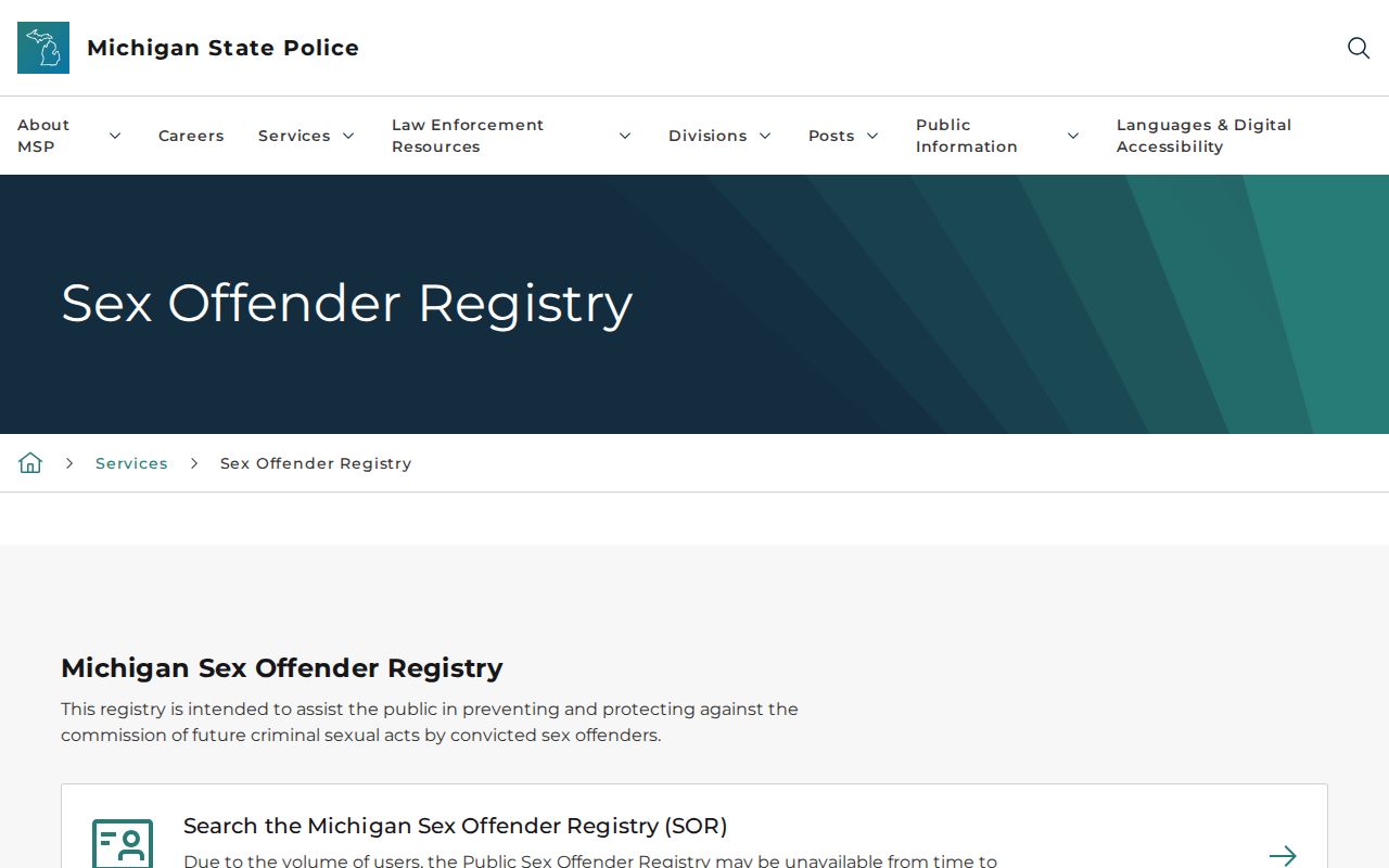 Chesterfield Township resident lookup with Michigan public offender registry