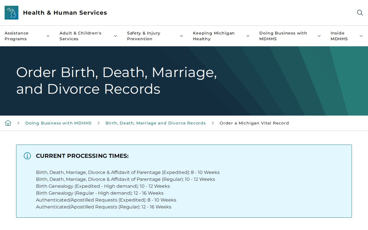 Chesterfield Township residents directory Michigan vital records orders